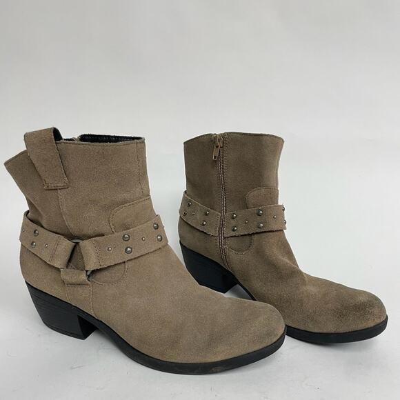 Korks By Kork-Ease Cassandra Ankle Boots Western Harness Suede Tan Gray 7.5 - Picture 2 of 9